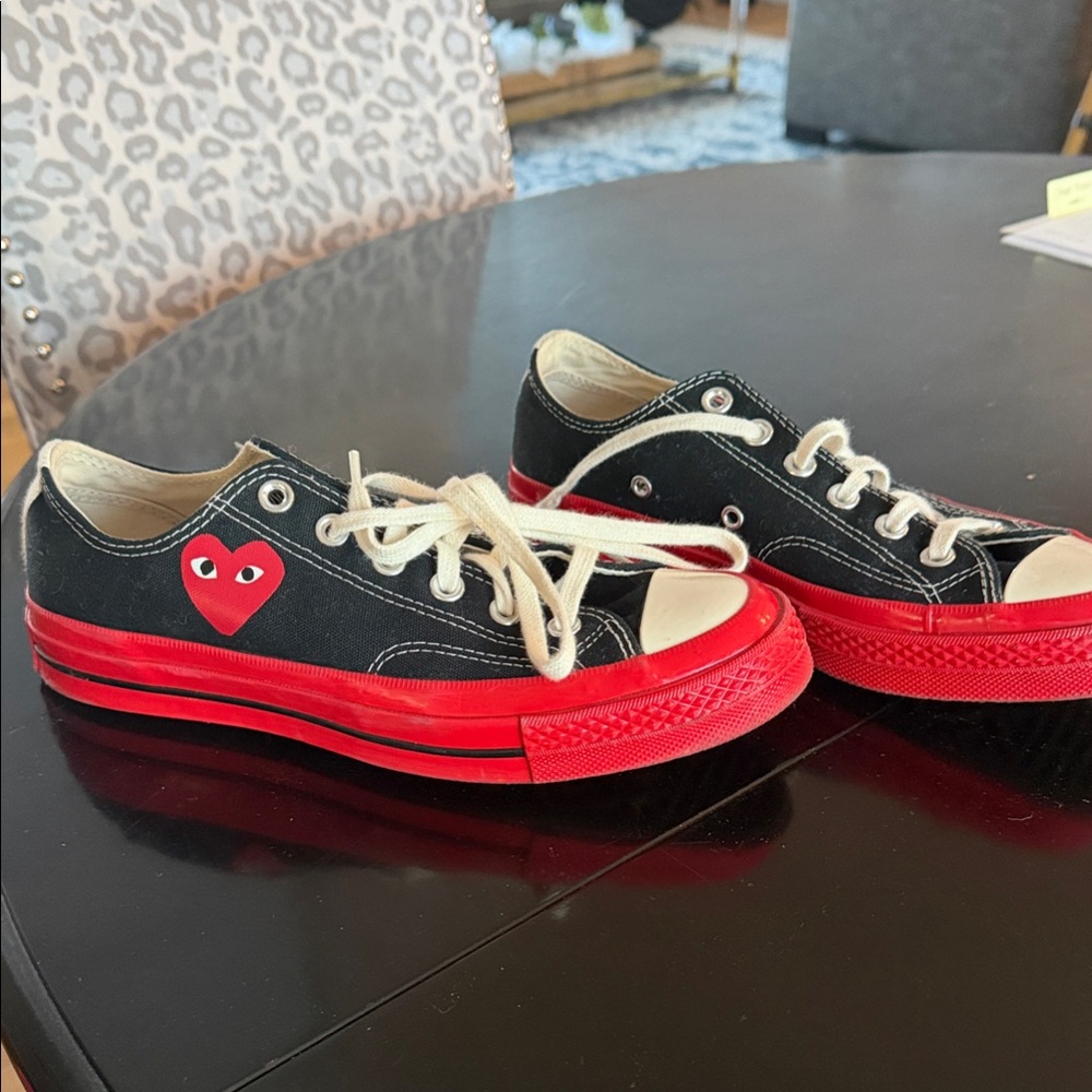 Stylish Black and Red Heart Sneakers